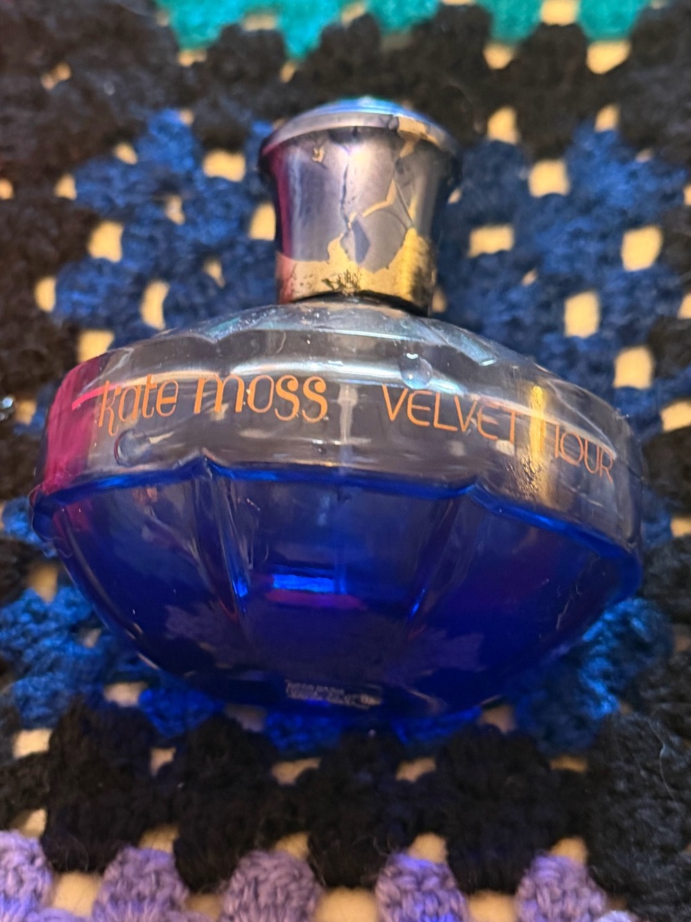Kate Moss Velvet Hour Y2K EMPTY Perfume Bottle Authentic 2000s Decor ~ blue